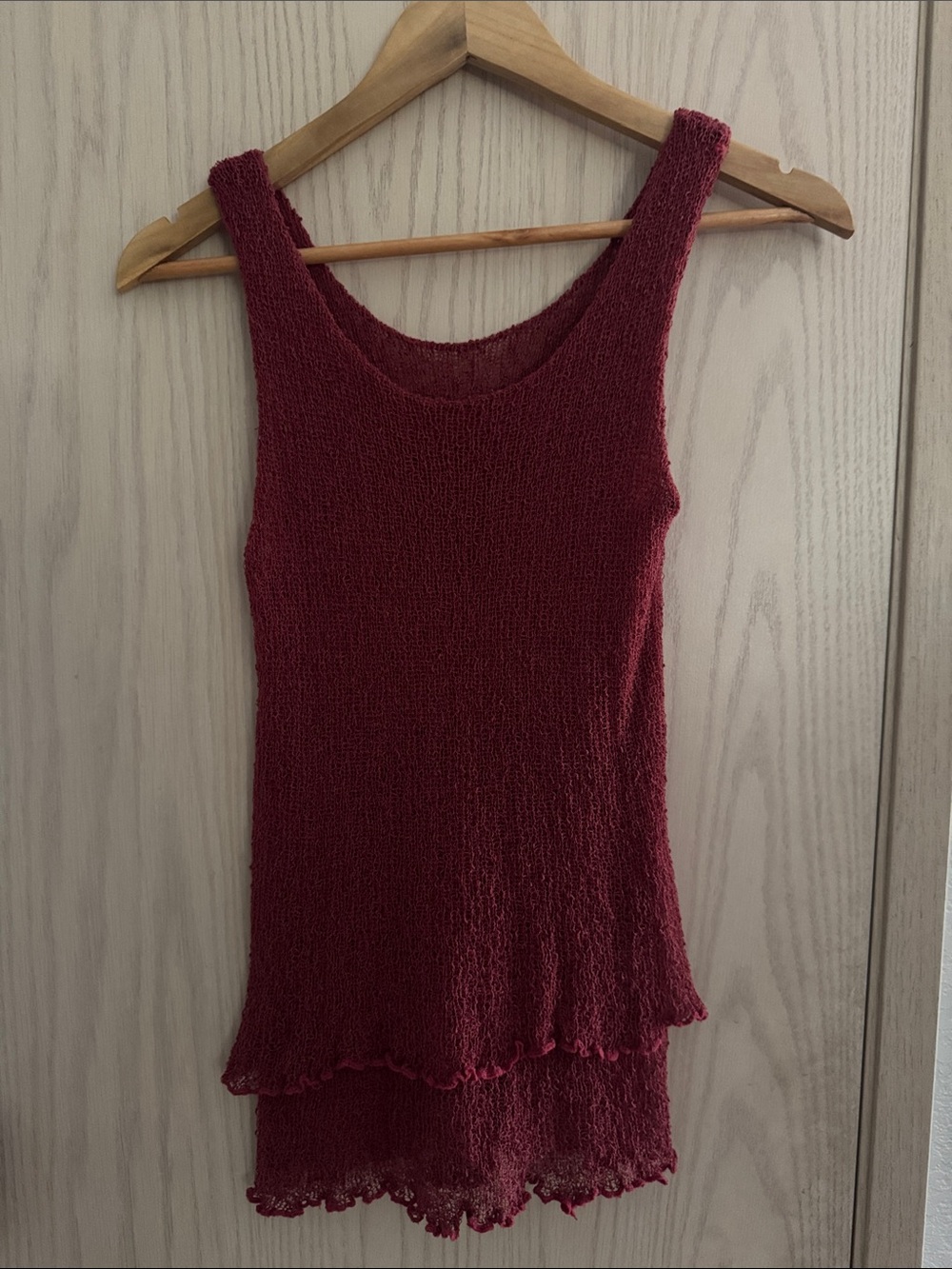 Layered Knit Tank Top in Burgundy